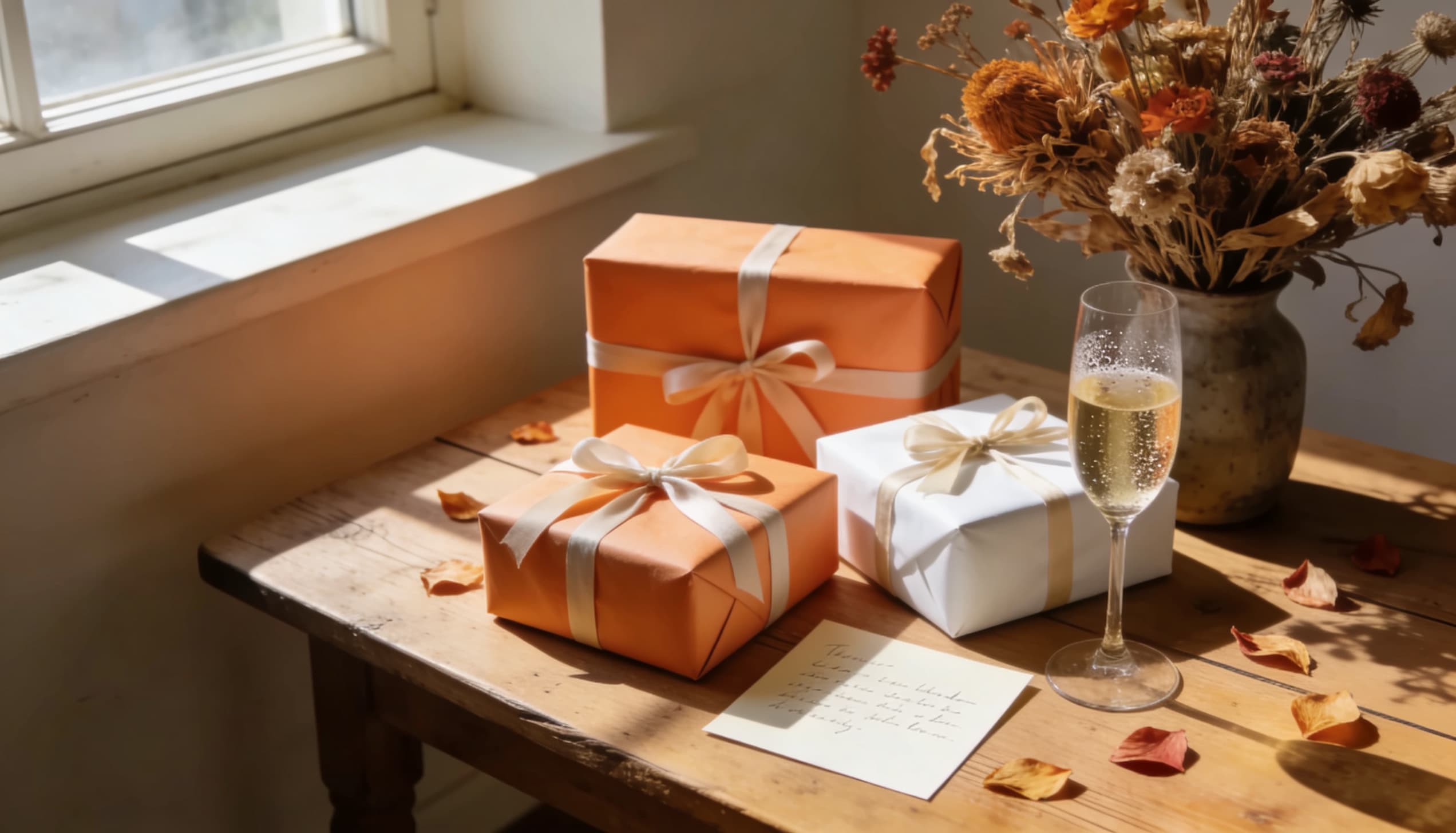 cadeau voor pensioen op een feestelijk ingepakte tafel
