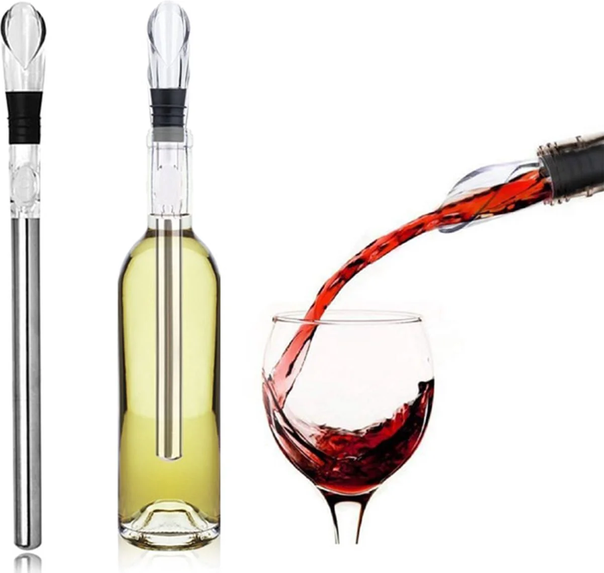 Wijnkoeler Stick - Wijn Koeler Staaf - Fles Koelers - Schenktuit - Wijnschenker - Wine Cooler - Kerst Cadeautip & S