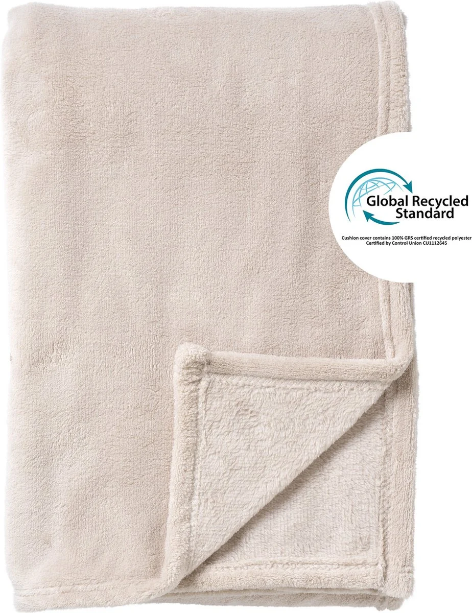 Dutch Decor - SIDNEY - plaid 140x180 cm - fleece deken - 100% gerecycled polyester - Pumice Stone - beige