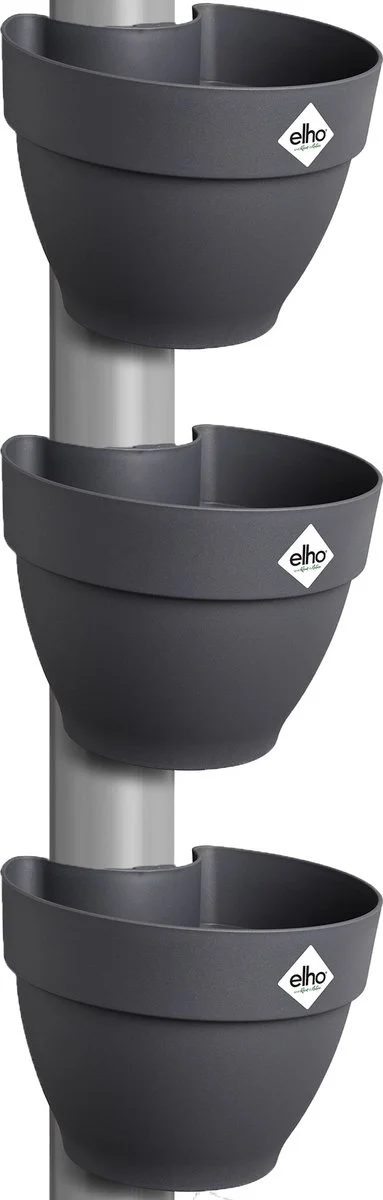Elho Vibia Campana Regenpijpbakje - Bloempotten voor Regenpijp - 100% Gerecycled Plastic - Set van 3 - Ø 21.6 x H 16.3 c