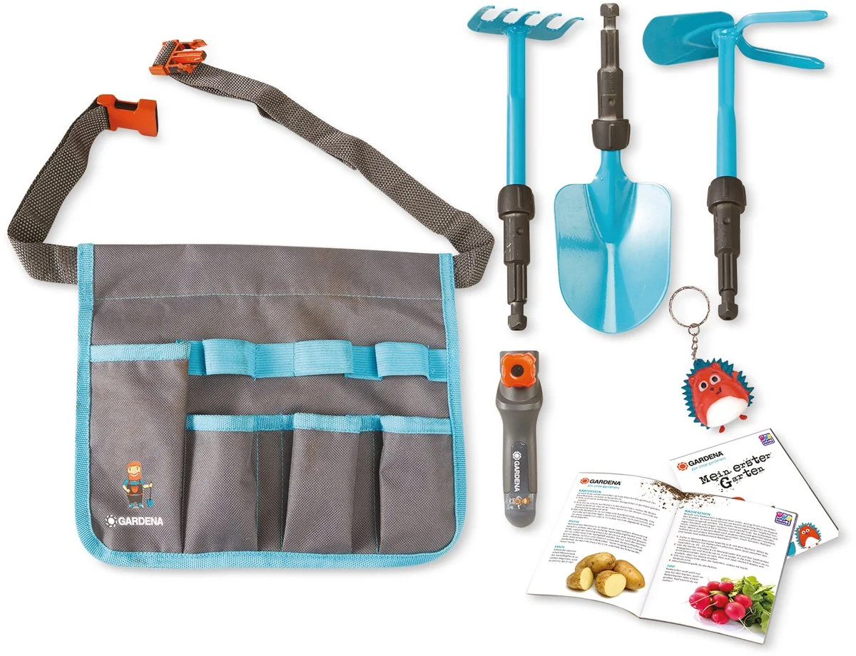 Gardena Tuingereedschapset voor Kinderen met Tas – Kindertuingereedschap Set met Schep Hark en Schoffel – Buitenspeelgoe