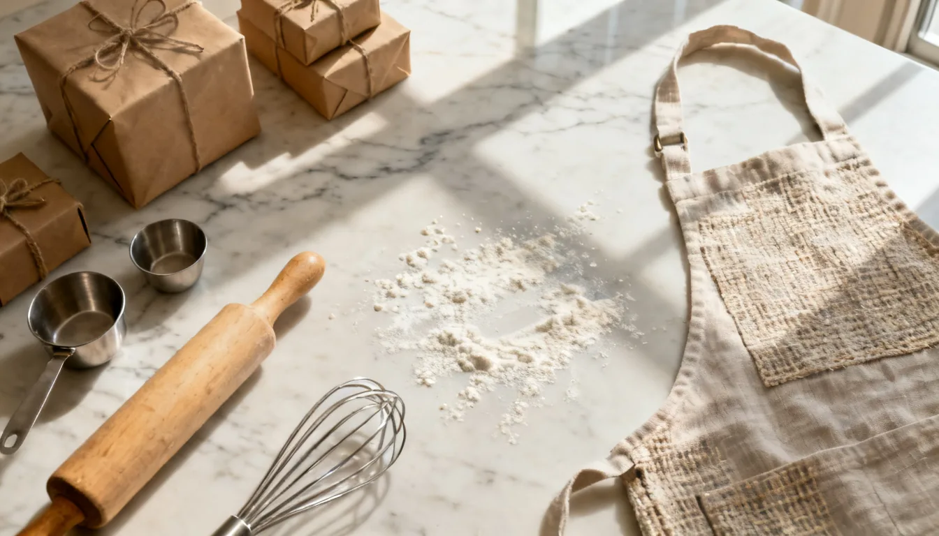 cadeaus voor bakliefhebber met bakgerei op een aanrecht
