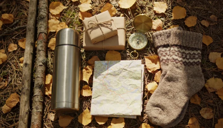cadeaus voor wandelaar met wandeluitrusting in de natuur