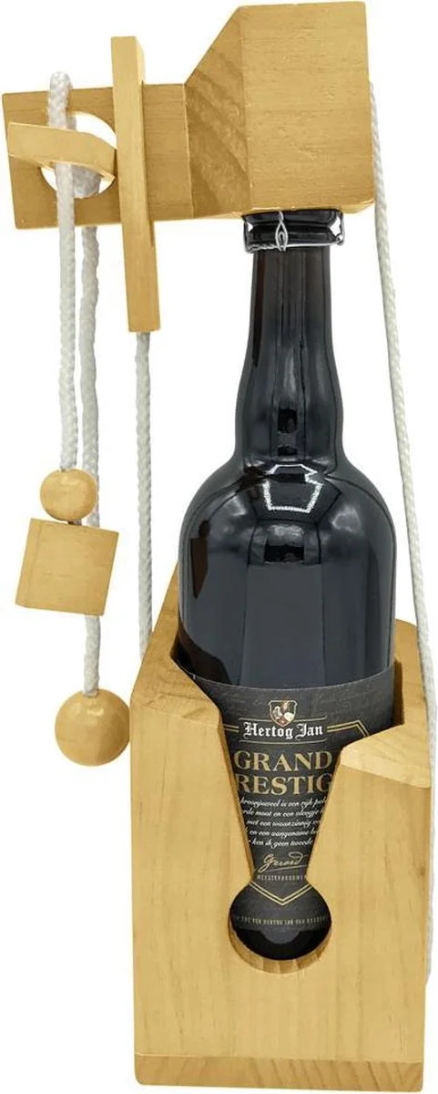 Bubble Up Wijnpuzzel - Bier of Wijnfles puzzel - Relatiegeschenk Cadeau - Houten flessenpuzzel - Breinbreker Wijn access