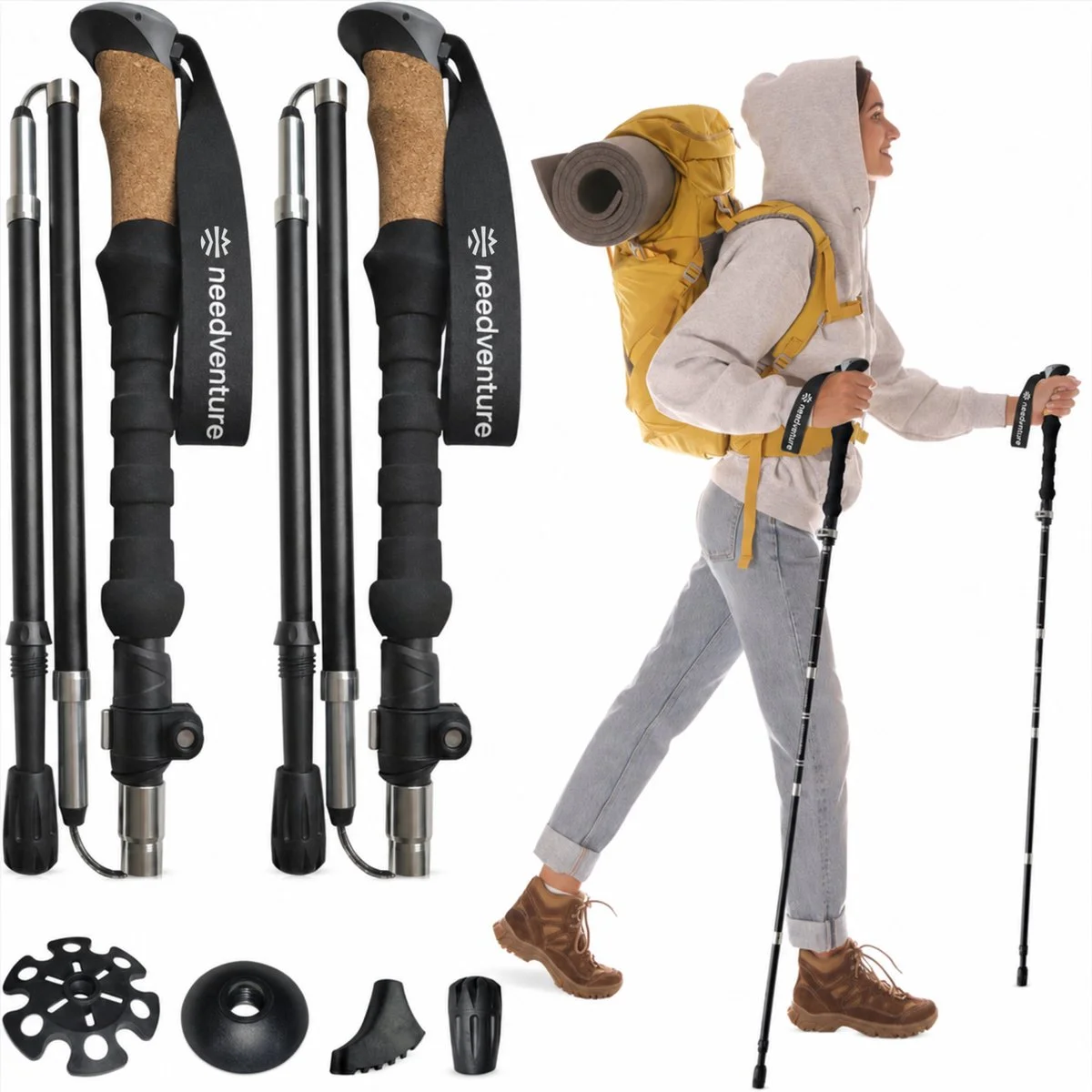 Nordic Walking Stokken - Lichtgewicht Inklapbaar - Trekkingstokken - Hiking - Wandelstokken - Trekking - Verstelbaar - O