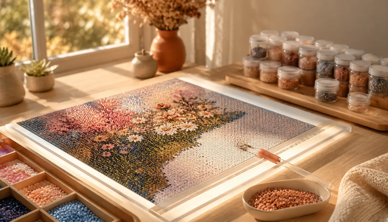 Cadeau voor diamond painting liefhebber met canvas en lichtbak