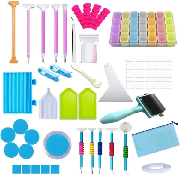 Complete 5D diamond painting accessoireset met pennen en trays