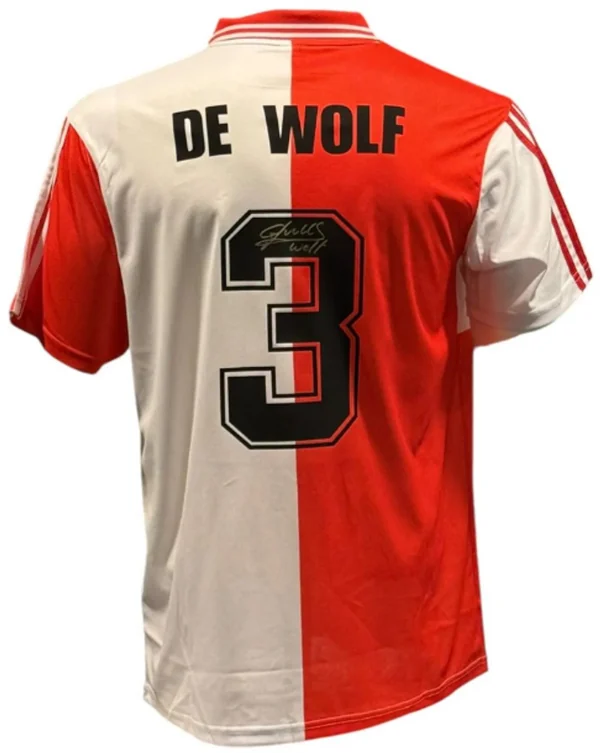 Door John de Wolf gesigneerd Feyenoord thuisshirt uit seizoen 94/95