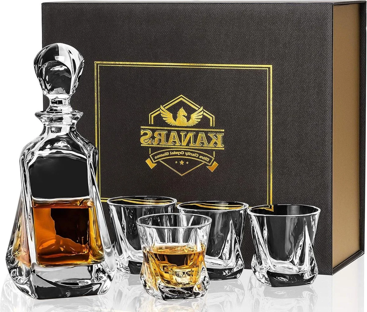 Kristallen whiskey decanter set met glazen