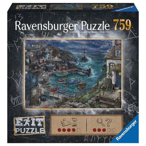 Ravensburger EXIT puzzel Vissersdorp met escape room raadsels