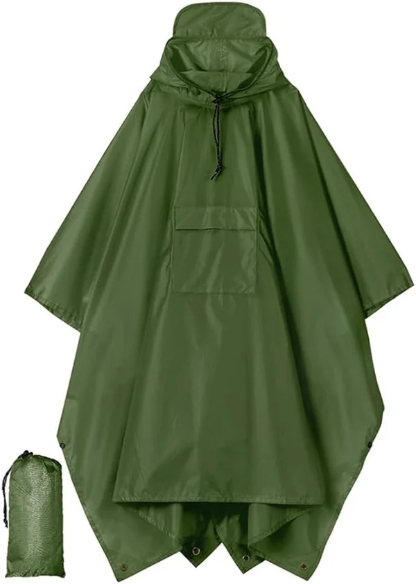 Waterdichte 3-in-1 regenponcho voor wandelen en kamperen
