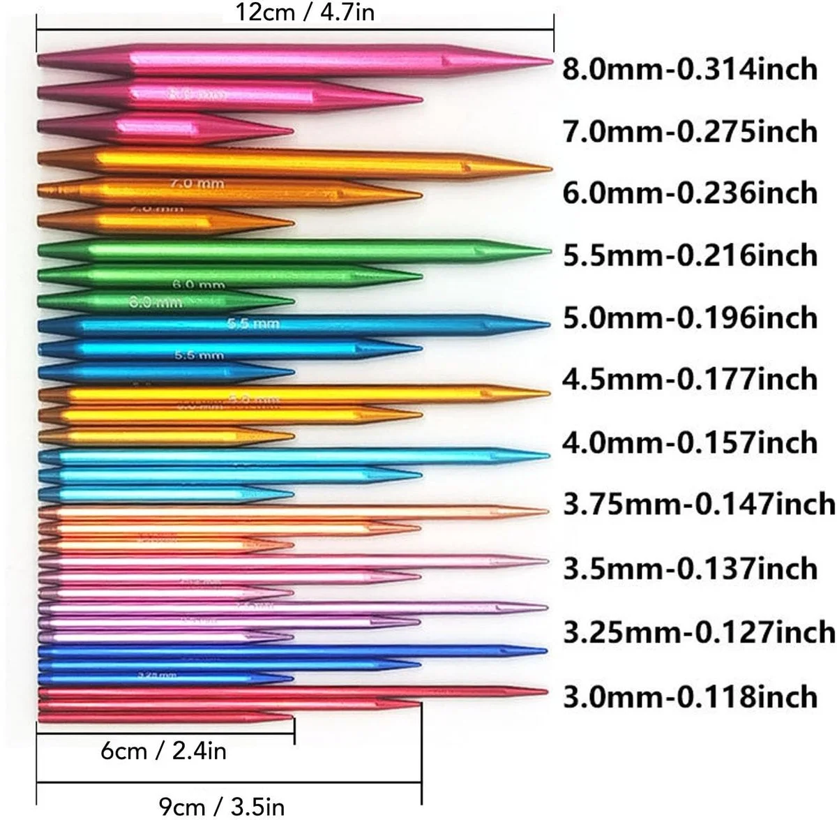 Set van 33 verwisselbare rondbreinaalden