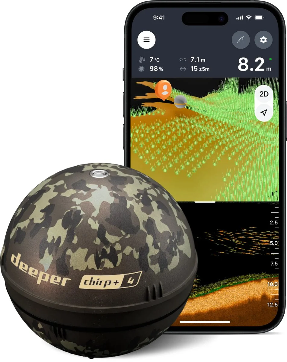Deeper CHIRP+ 4 AI fishfinder met GPS