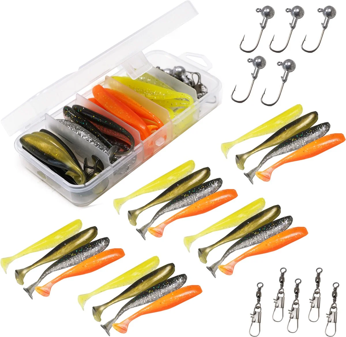 Fish-Xpro softbait kunstaasset van 36 delen met tacklebox