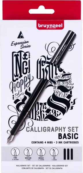 Bruynzeel kalligrafieset, 8-delig met instructies als cadeau voor handletteren