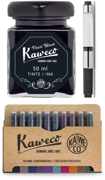 Kaweco inktpot met converter, Pearl Black als cadeau voor handletteren
