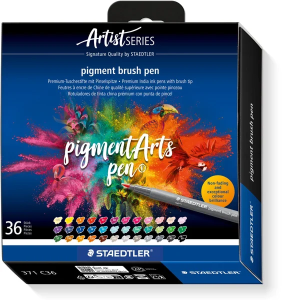 Staedtler Artist Series pigment brush pen, 36 kleuren als cadeau voor handletteren