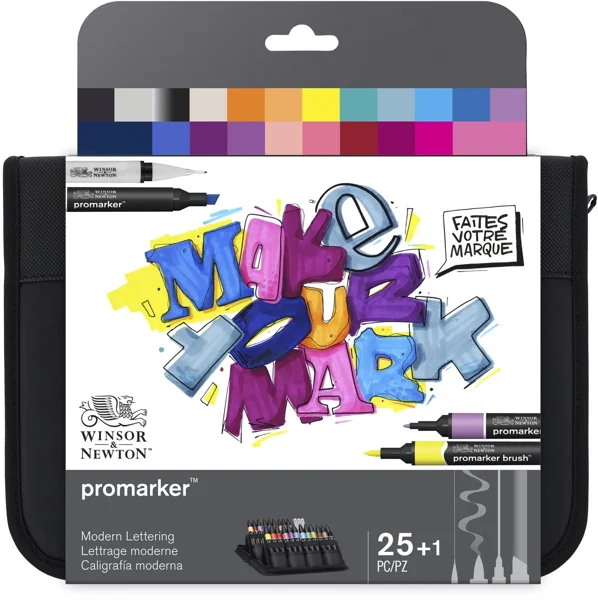 Winsor & Newton Promarker Brush Lettering set, 26-delig als cadeau voor handletteren