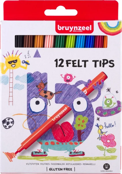 Bruynzeel viltstiften, 12 kleuren als sinterklaas schoencadeautje
