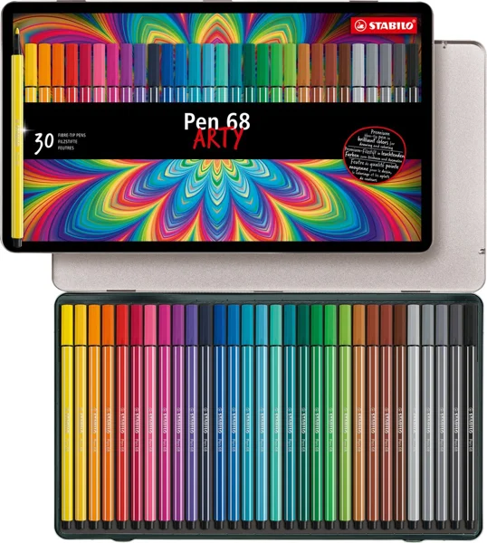 Stabilo Pen 68 metalen etui, 30 kleuren als sinterklaas cadeau voor een tiener