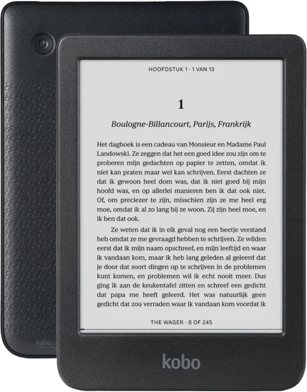 Kobo Clara BW e-reader als cadeau voor boekenliefhebber