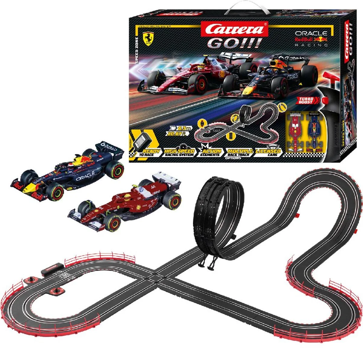 Carrera GO racebaan Max Verstappen tegen Lando Norris als cadeau voor een formule 1 fan