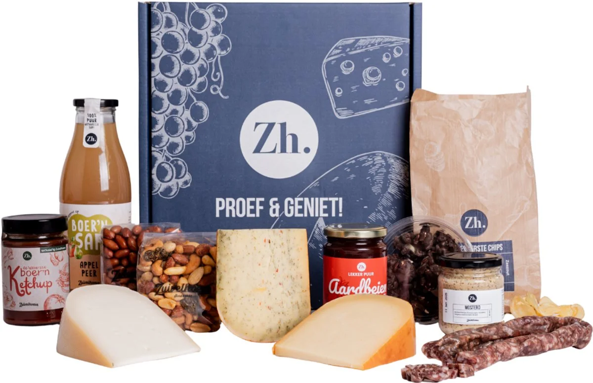 groot borrelpakket van de boerderij als cadeau voor een foodie