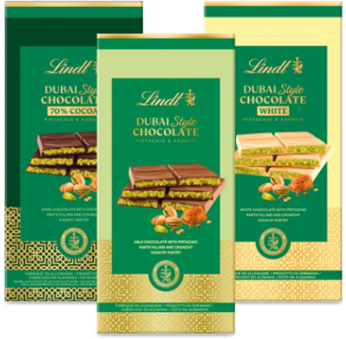 Lindt Dubai style chocolade met pistache als cadeau voor een foodie