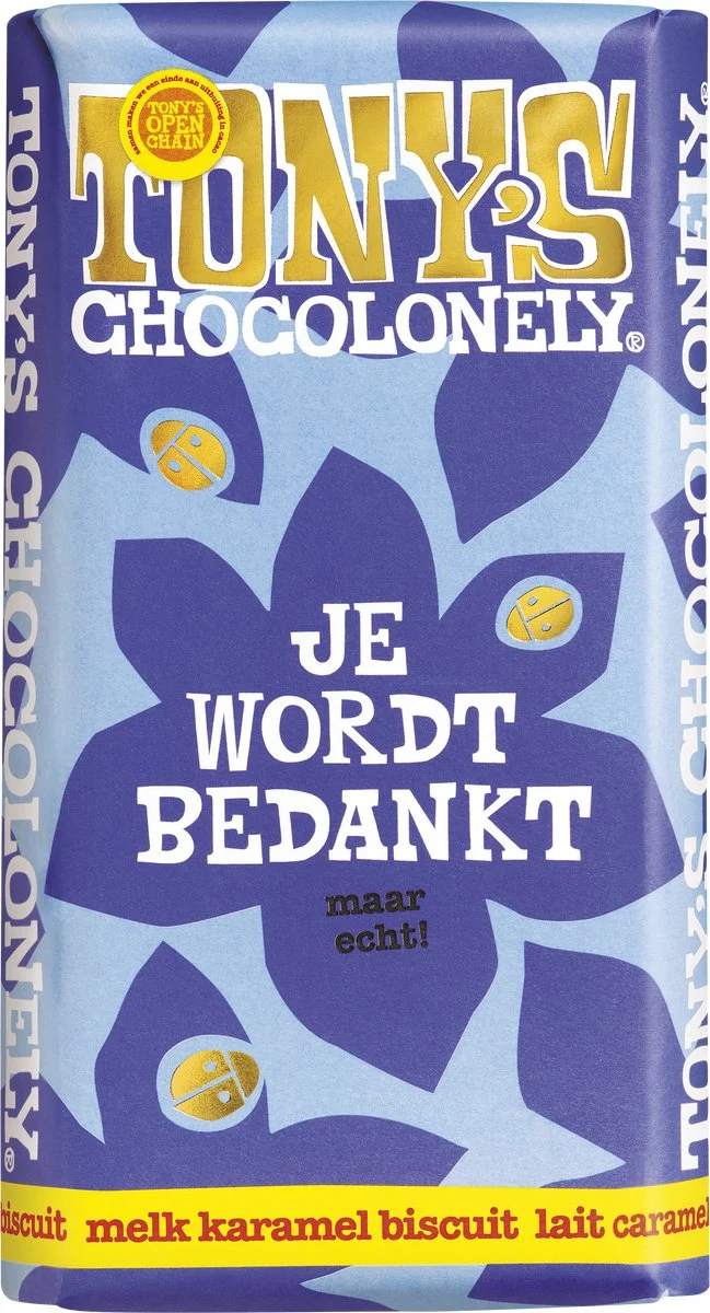 Tony's Chocolonely reep Je wordt bedankt als kerstcadeau voor collega