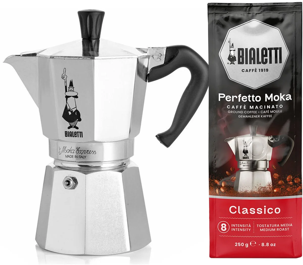Bialetti Moka Express met koffie als sinterklaas hoofdcadeau