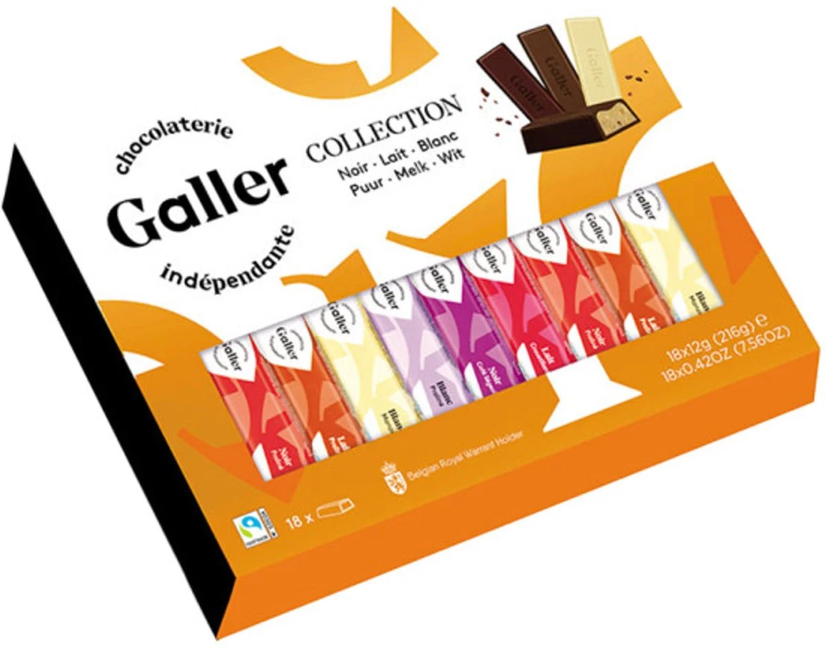 Galler Mini Batons cadeaubox met 16 chocoladerepen als cadeau voor een chocoladeliefhebber