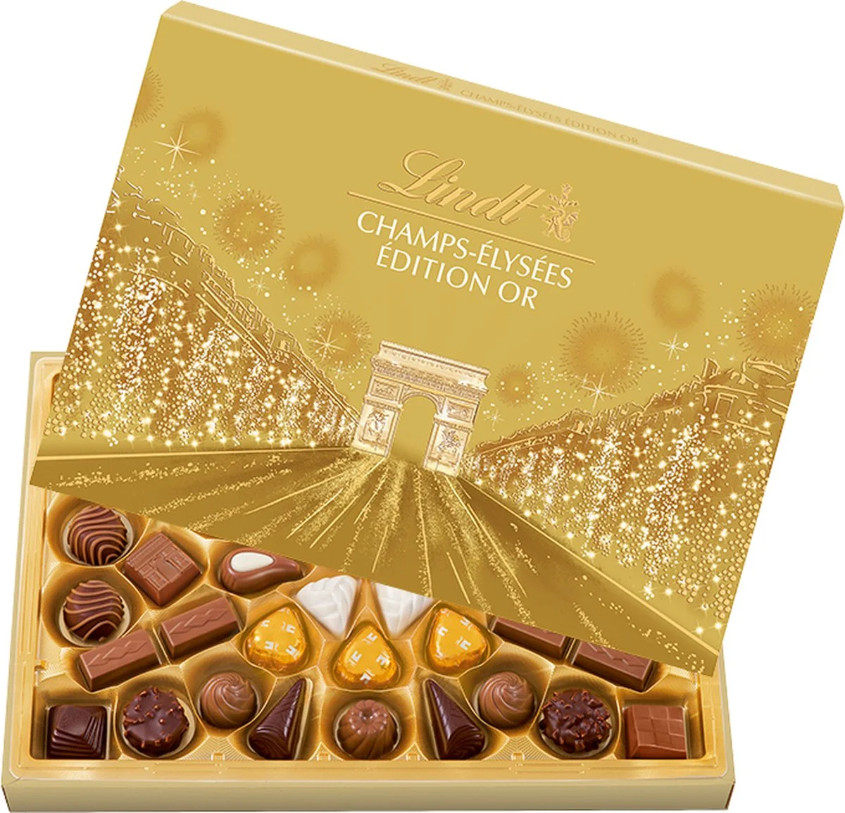 Lindt Champs-Elysées Gold doos met 44 pralines als cadeau voor een chocoladeliefhebber