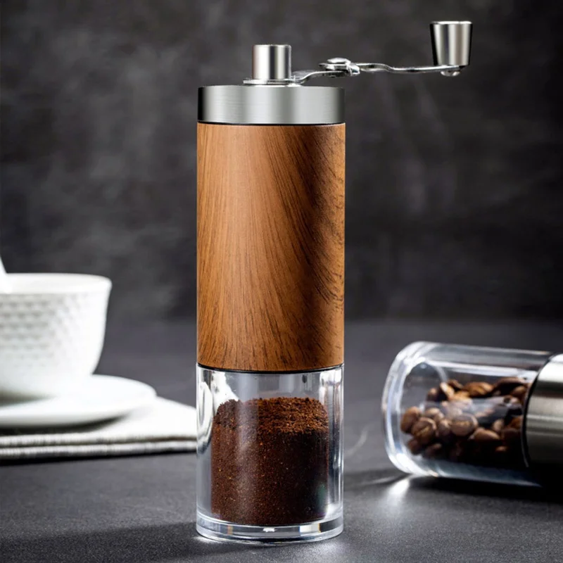 Handmatige Koffiemolen van Roestvrij Staal met Keramisch Maalwerk – Stil en Draagbaar voor Espresso, Moka, Fre