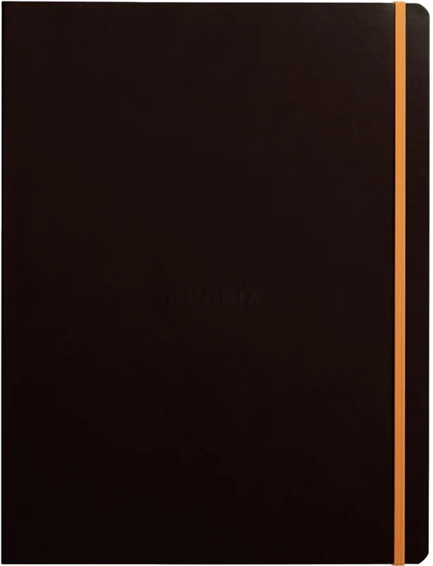 Rhodia notitieboek A4+, gelinieerd, oranje kunstleren kaft