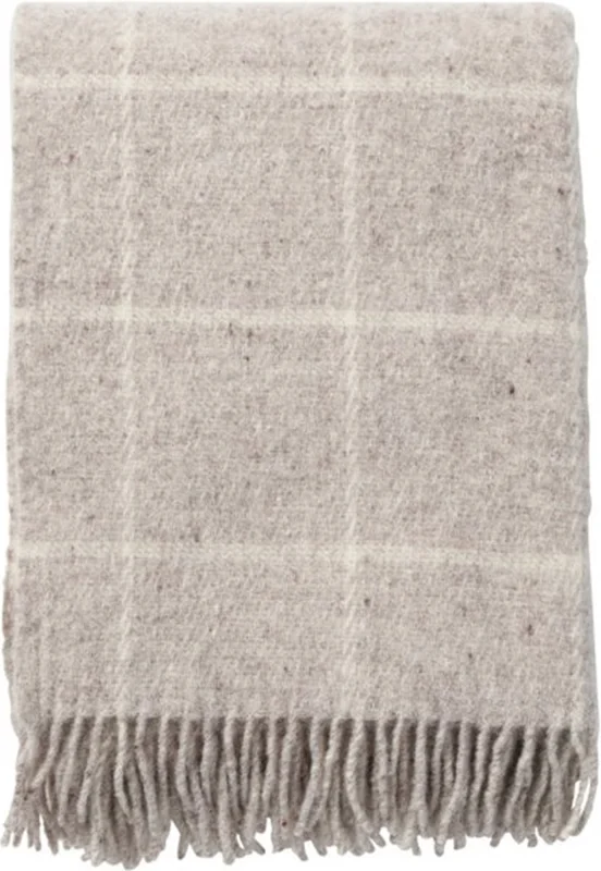 Klippan Vinga Island - Beige - Plaid - Woondeken - 100% wol - Lamswol - Ecologische wol - Beige Wolwit - Wasba