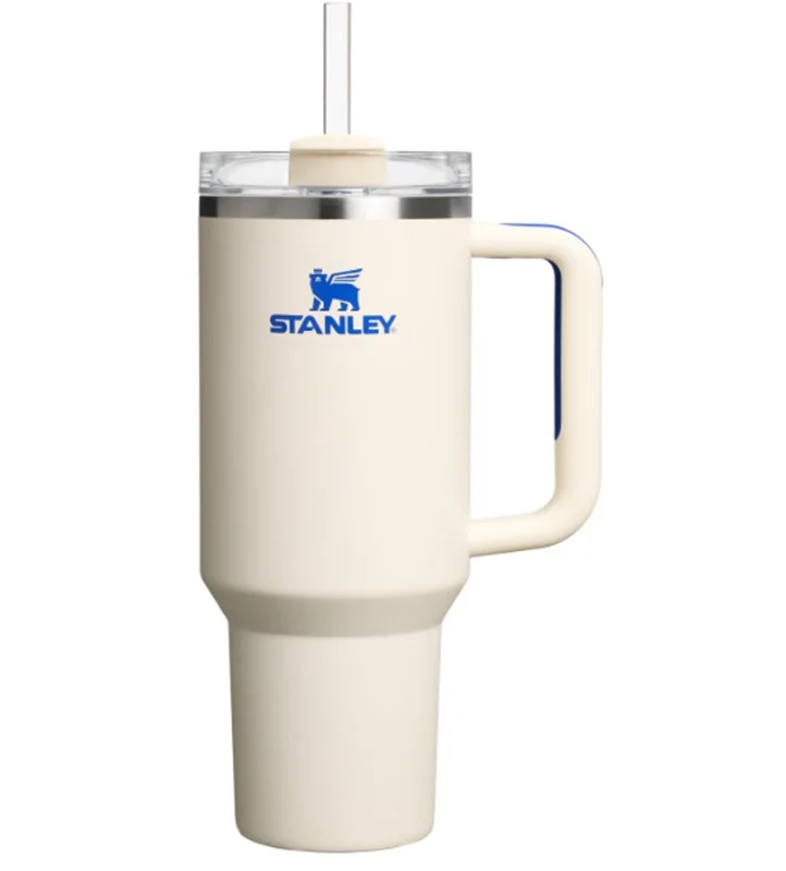Stanley Quencher H2.0 Flowstate Tumbler 1.2L (Oasis Cream Royal) - RVS - Lekvrije Thermosbeker met Rietje & Ha