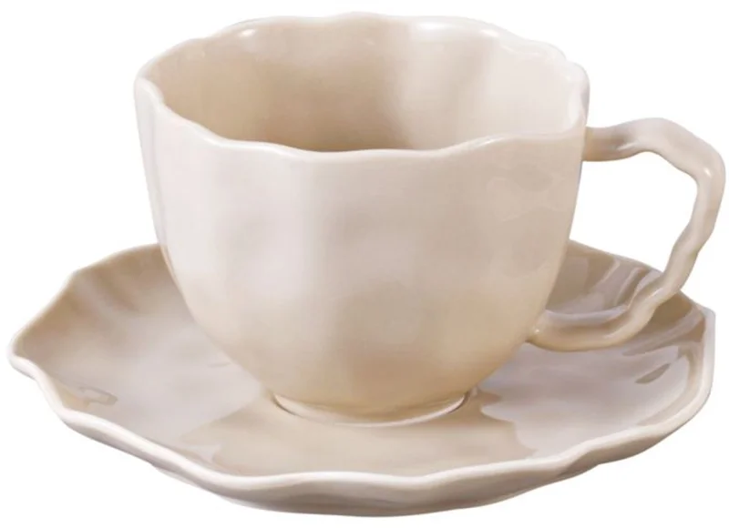 Bricard Angles Koffieset - 12-delig - Taupe - 225ml - Porselein - Koffiekopjes