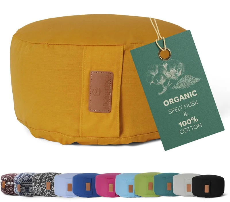 #DoYourYoga - Yoga kussen - »Vishnu« - rond meditatiekussen met bio-organische Spelt vulling - H:15cm, diam.30