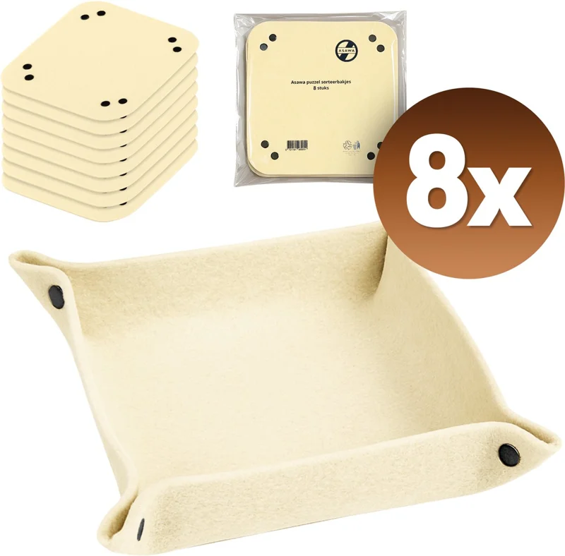 Asawa Puzzel sorteerbakjes - Sleutelbakje - Opberg bakjes - Puzzel accessoires - 8 stuks - Vilt - puzzeltafel 