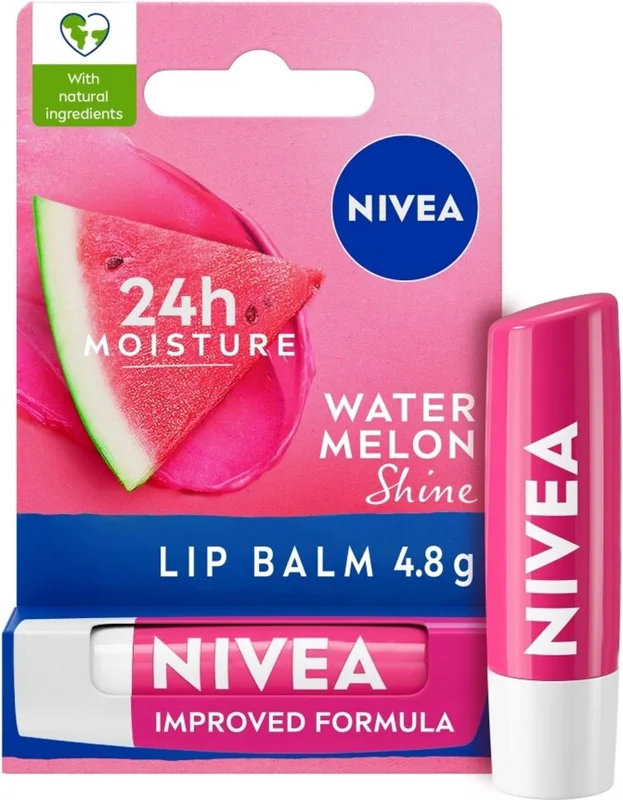 Nivea lippenbalsem - watermelon shine - watermeloen 24h bescherming - 4,8 gram - met shea butter - lipbalm - l