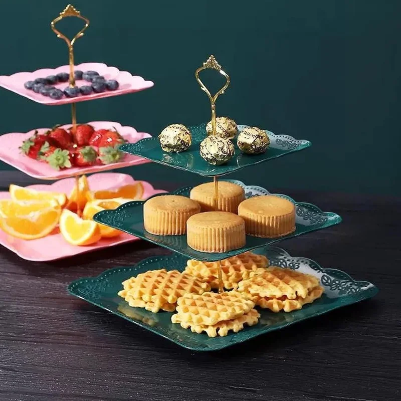 Elegante 3-laagse taartstandaard voor fruit, desserts en cupcakes - Perfect voor bruiloften, verjaardagsfeeste