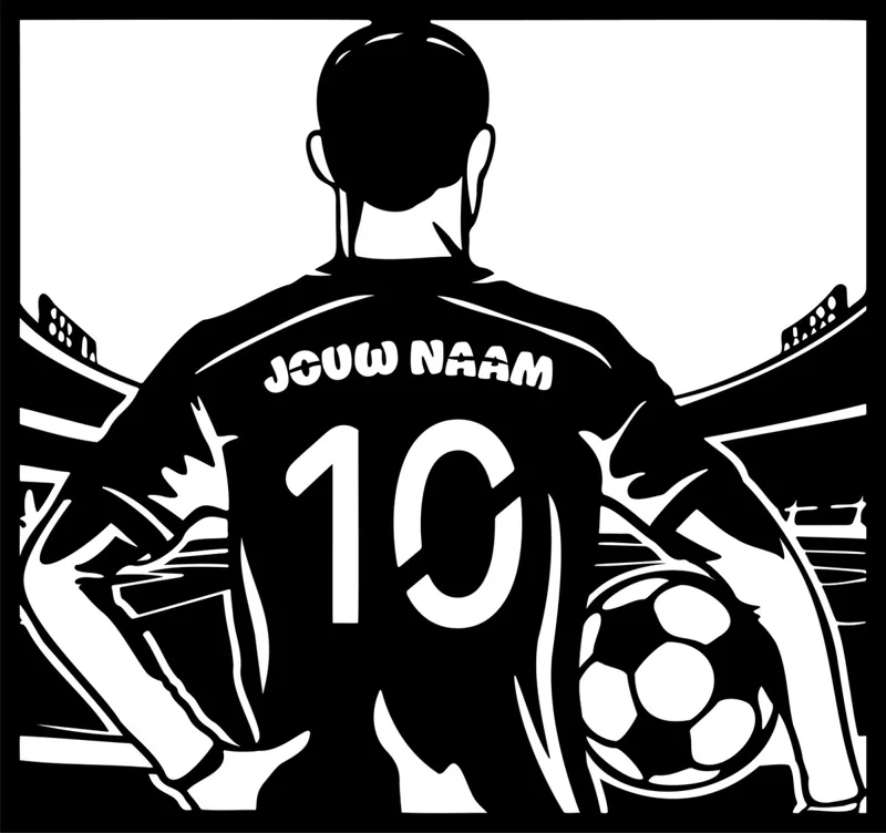 Voetbal Wall Art met Eigen Naam en Rugnummer -- Art by Cutting Edge Design Football Decor Sport Wanddecoratie 