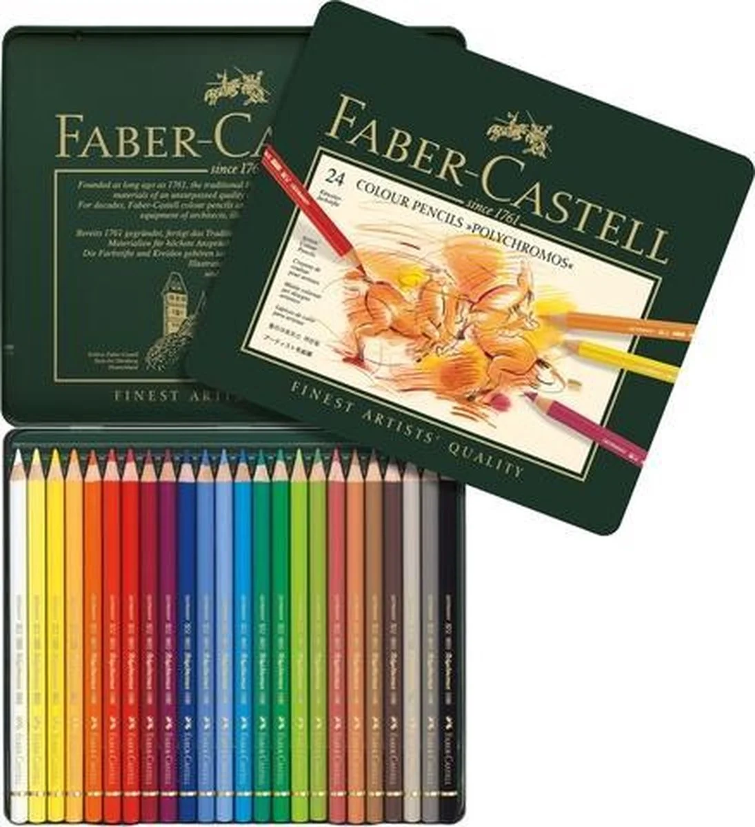 Faber-Castell Polychromos kleurpotloden 24 stuks in blik als cadeau voor een kunstenaar