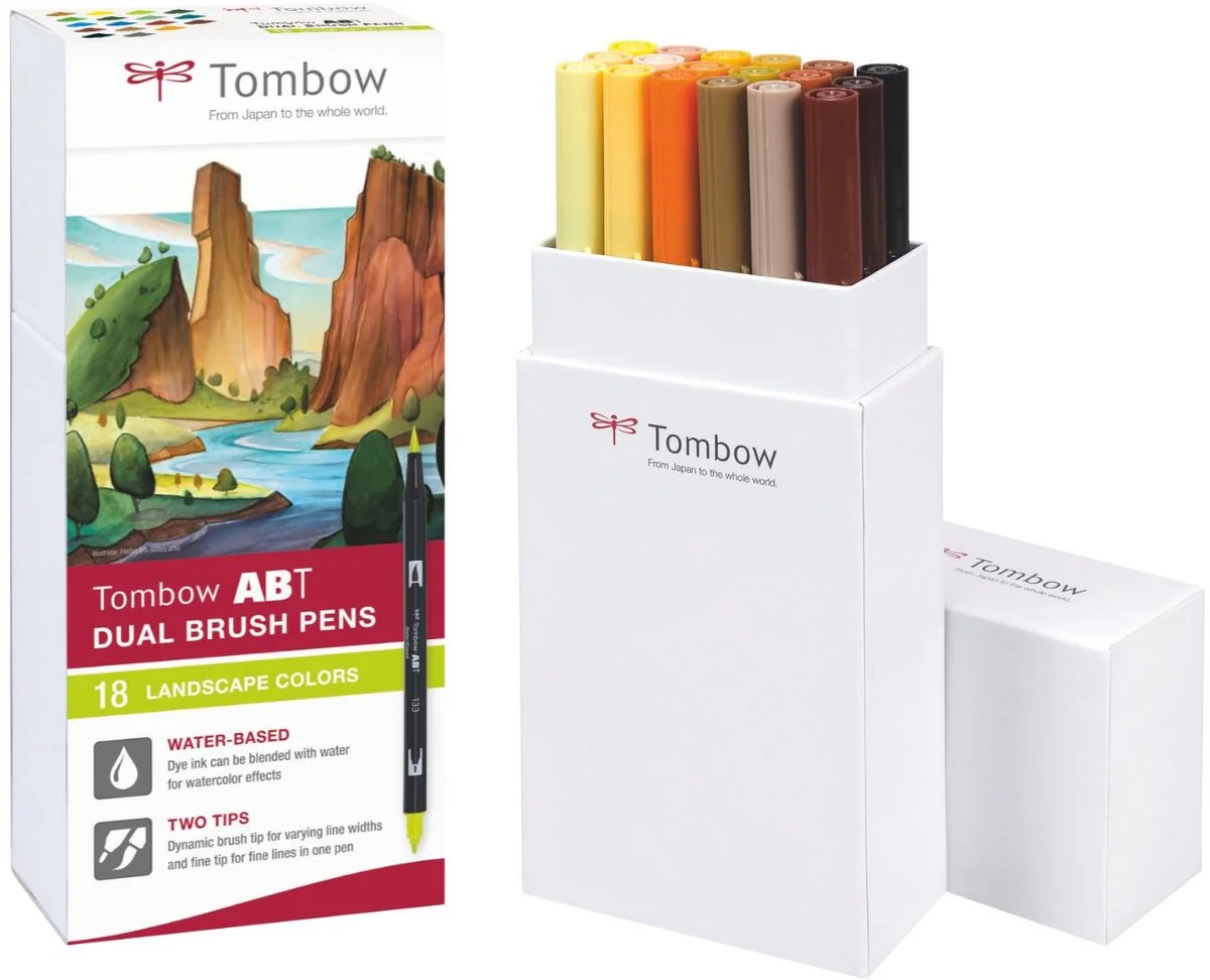 Tombow ABT Dual Brush pennen natuurkleuren set van 18 als cadeau voor een kunstenaar