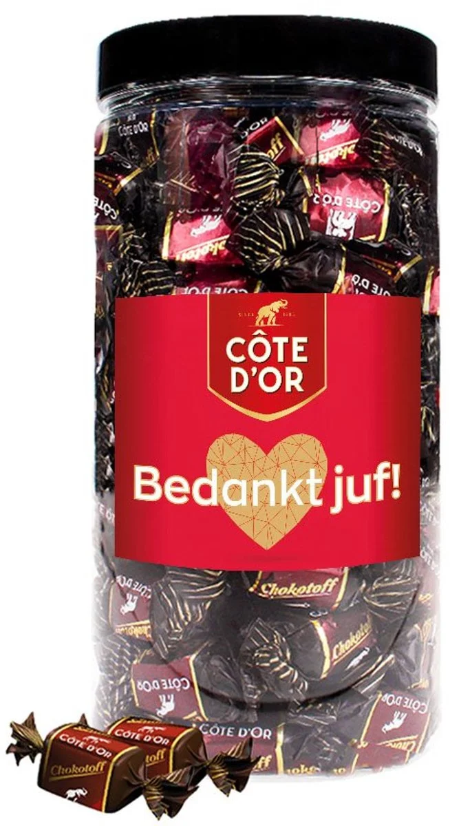 Côte d'Or Chokotoff chocolade Bedankt juf als cadeau voor muziekleraar