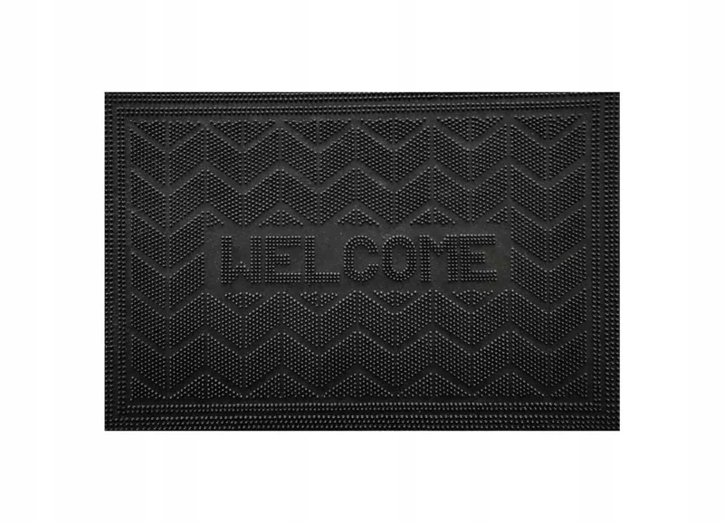 Zwarte rubberen deurmat 40x60 cm - Welkom
