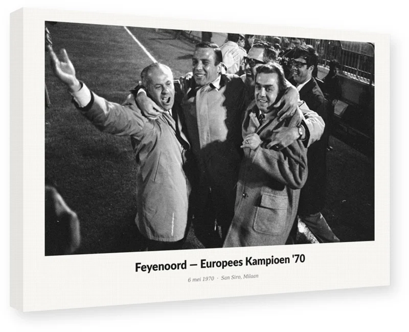 Feyenoord Europacup 1970 Schilderij - 45x30 cm - Canvas op Frame Wanddecoratie - Celtic Glasgow Finale - Voetb