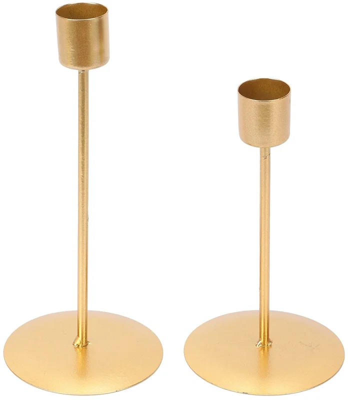 carmdering - Kandelaar Set - Kaarshouders - Tafeldecoratie - 2 stuks, metaal, verschillend hoog 16,5 & 20,5 cm
