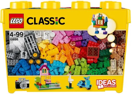 LEGO 10698 Classic Creatieve Grote Opbergdoos, Creatief Constructiespeelgoed met Ramen, Deuren en Groene Bouwp