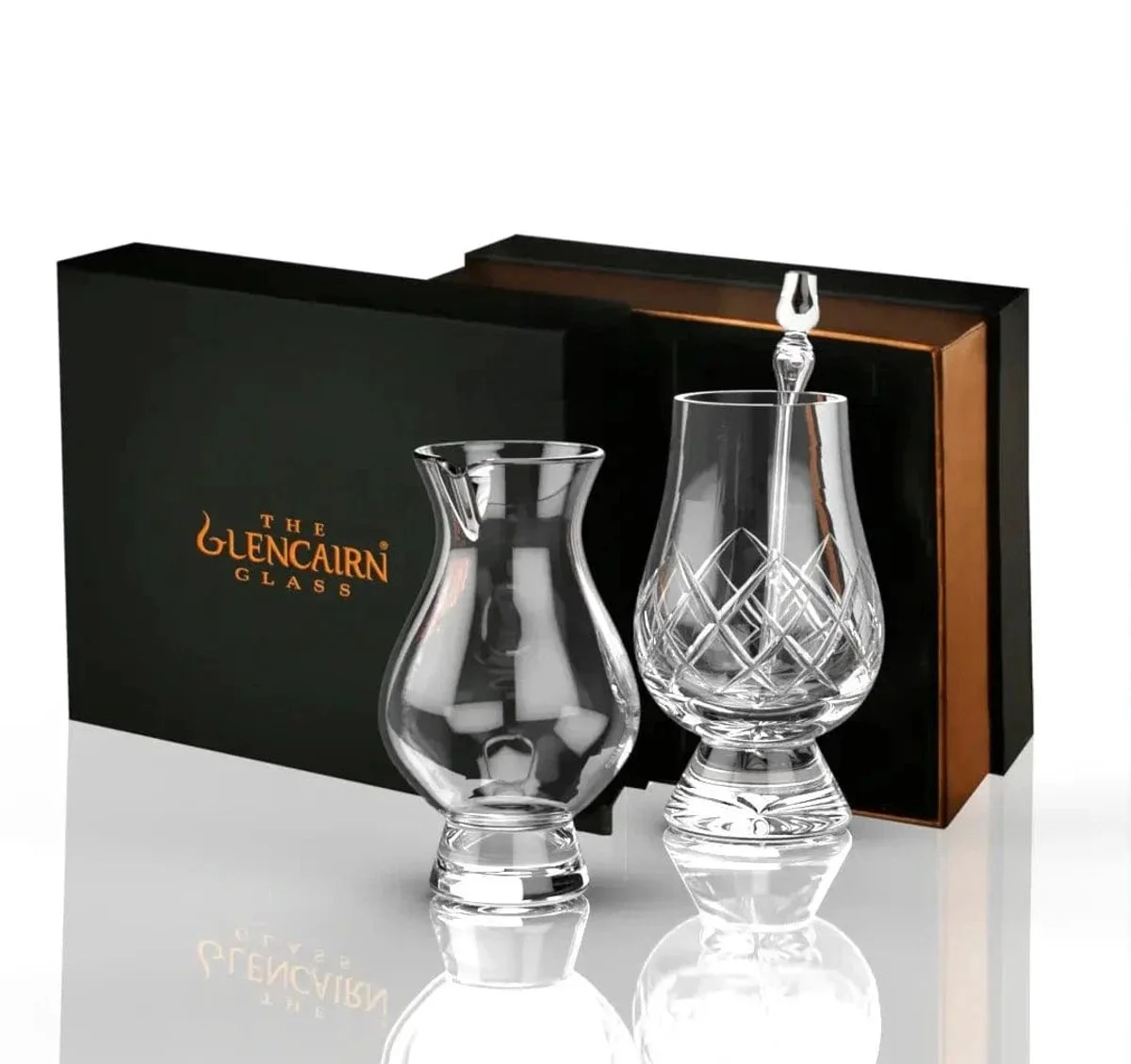 Glencairn whiskyglas met waterkaraf en pipet als kerstcadeau voor schoonvader